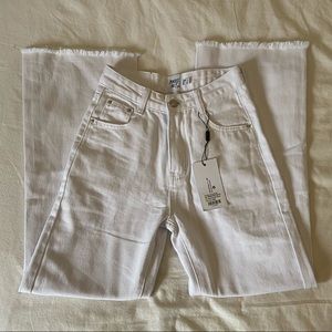 High Rise White Straight Jeans